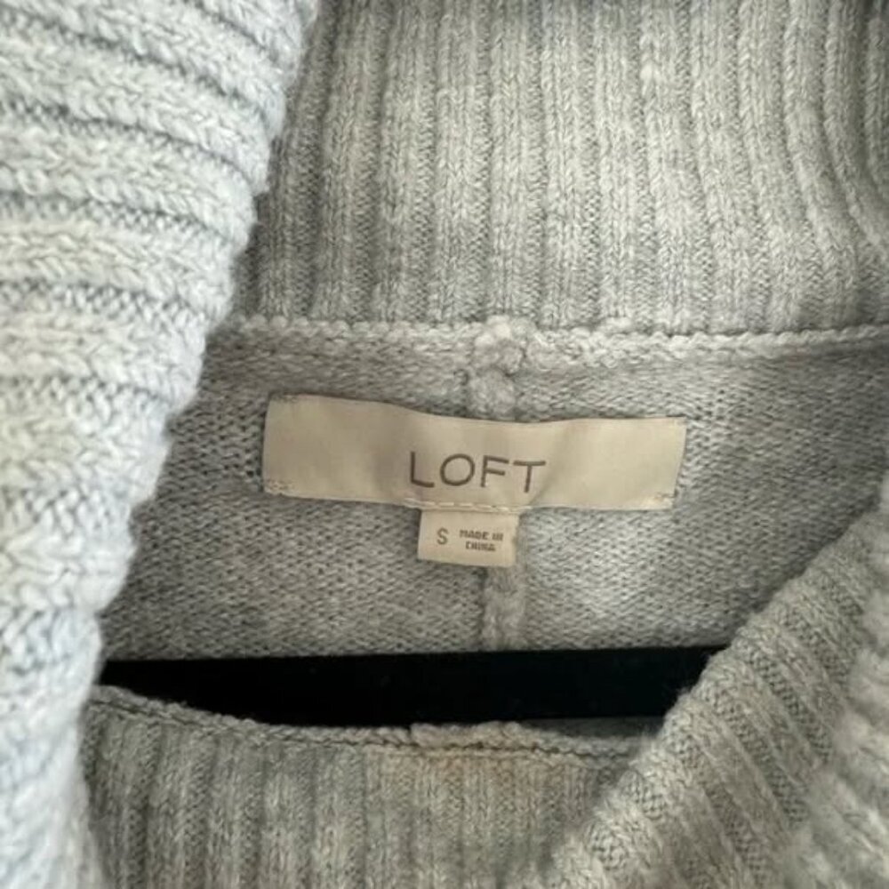 LOFT Oversized Green/Gray Colorblock Pocket Poncho Sweater Gray OmbrΓ© Size Small - Picture 8 of 11